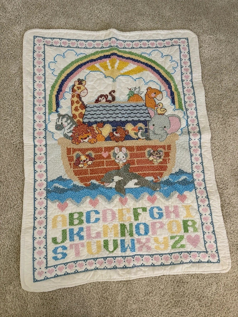 Embroidered Noah's Ark Nursery Textile